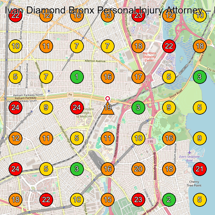 Ivan Diamond Bronx Personal Injury Attorney Personal Injury Attorney GeoGrid ranking map for 10451